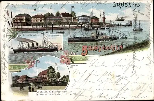 Litho Brunshausen Stade in Niedersachsen, Schnelldampfer Fürst Bismarck, Etablissement