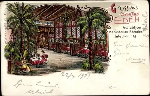 Litho Edendorf Itzehoe in Holstein, Etablissement Garten Eden, Innenansicht