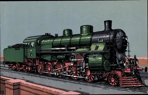 Künstler Ak 1 E Vierzylinder Heißdampf Personenzuglokomotive, Bulgarische Staatsbahn, Hanomag