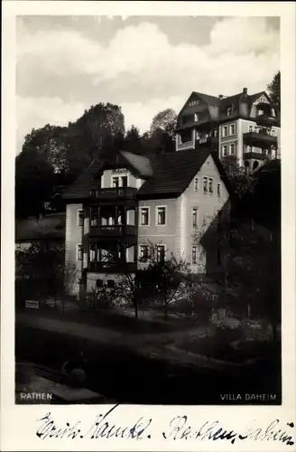 Foto Ak Rathen an der Elbe Sächsische Schweiz, Villa Daheim