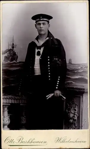 CdV Deutscher Seemann in Uniform, Werft Division, Portrait, Kaiserliche Marine