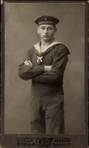 CdV Deutscher Seemann in Uniform, SMS Wuerttemberg, Portrait, Kaiserliche Marine