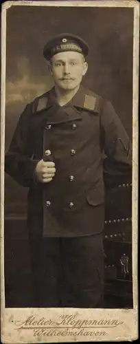 CdV Deutscher Seemann in Uniform, SMS Thueringen, Portrait, Kaiserliche Marine