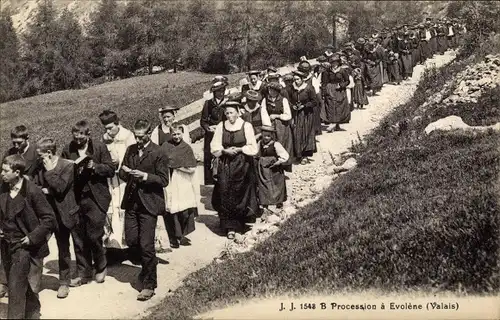 Ak Evolène Kanton Wallis, Procession