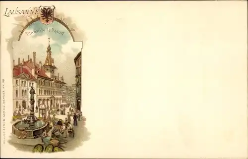 Litho Lausanne Kanton Waadt, Place de la Palud
