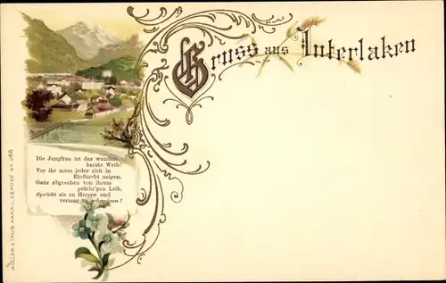 Litho Interlaken Kanton Bern Schweiz, Ortsansicht, Jungfrau