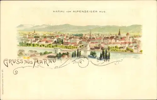 Litho Aarau Kanton Aargau, Panorama vom Alpenzeiger aus