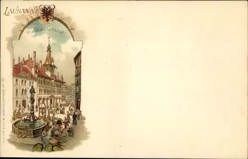 Litho Lausanne Kanton Waadt, Place de la Palud