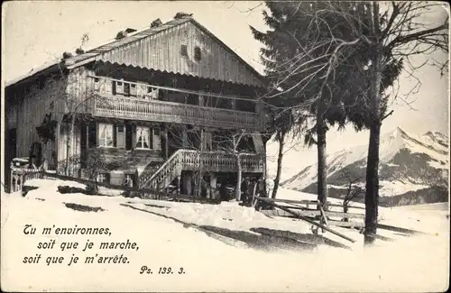 Ak Lausanne Kanton Waadt, Chalet, Psalm 139 3, Tu m'environnes, soit que je marche