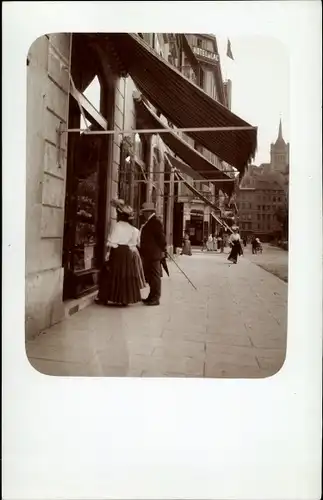 Foto Ak Schweiz, Hotel du Lac, Straßenpartie, Geschäft