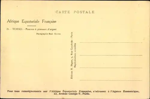 Ak Tchad, Afrique Equatoriale Francaise, Femmes à plateaux d'argent, Lippenteller