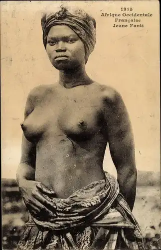 Ak Afrique Occidentale Francaise, Jeune Fanti, barbusige Frau