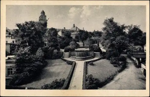 Ak Plauen im Vogtland, Lohmühlen-Anlage mit Isidore Schmidt Brunnen