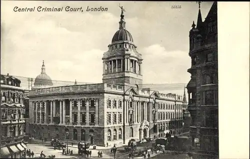 Ak London City England, Central Criminal Court, Gefängnis, Kutsche