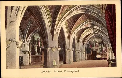 Ak Aachen in Nordrhein Westfalen, Rathaus, Krönungssaal
