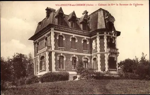 Ak Villeneuve-au-Chemin Aube, Chateau de Mme la Baronne de Cokborne