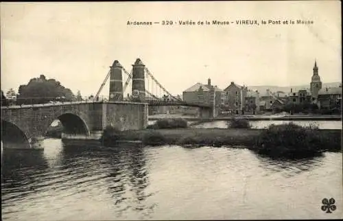 Ak Vireux Molhain Ardennes, Vallee de la Meuse, le Pont et la Meuse, Brücke