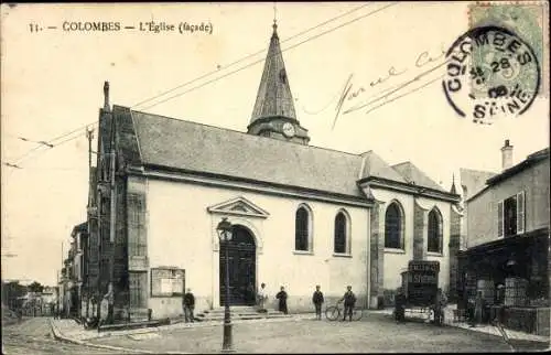 Ak Colombes Hauts de Seine, L'Eglise, facade