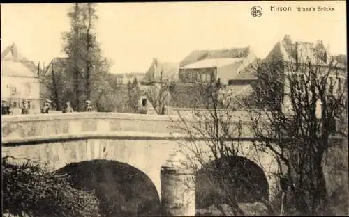 Ak Hirson Aisne, Gland's Brücke, Soldaten, Gebäude