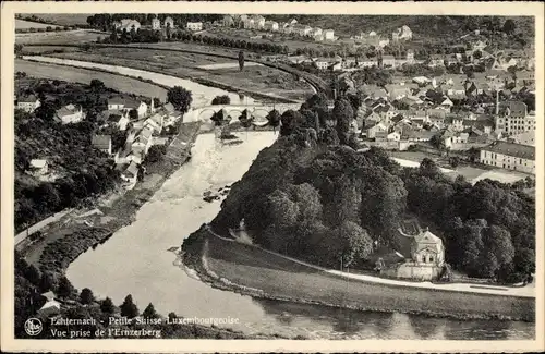 Ak Echternach Luxembourg, Vue Prise de L'Ernzerberg, Fluss