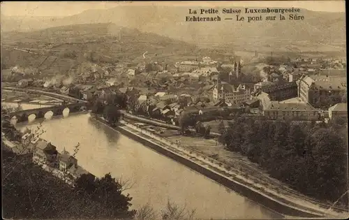Ak Echternach Luxemburg, Le pont sur la Sure, Fluss, Panorama