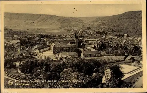 Ak Echternach Luxemburg, Panorama, Kirche