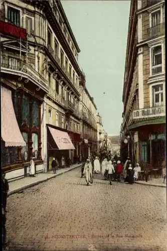 Ak Constantine Algerien, Entree de la Rue Nationale