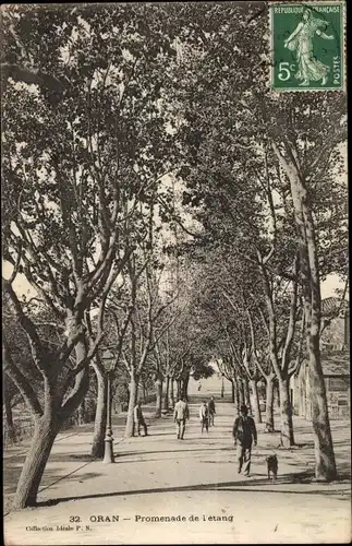 Ak Oran Algerien, Promenade de l'etang