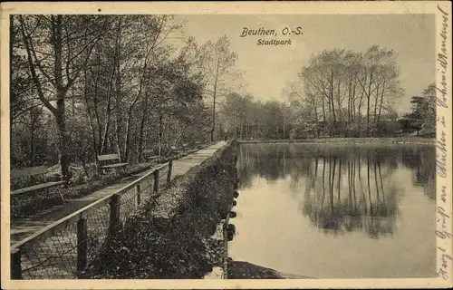 Ak Bytom Beuthen Oberschlesien, Stadtpark