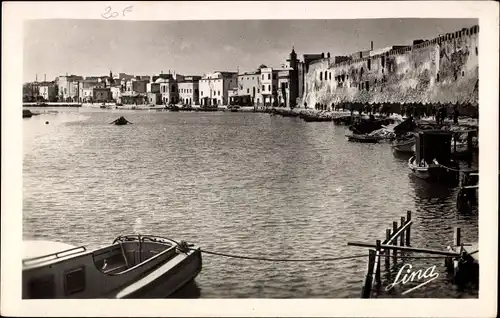 Ak Bizerte Tunesien, Le vieux port et les remparts de la Kasbah
