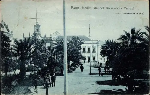Ak Faro Portugal, Jardim Manoel Bivar, Rua Central