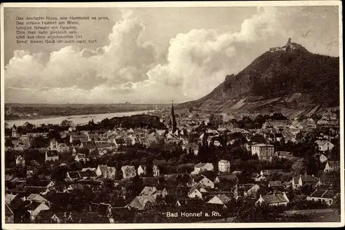 Ak Bad Honnef am Rhein, Panorama mit Berg