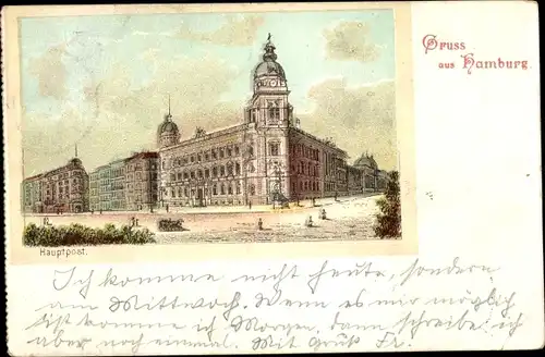 Litho Hamburg Mitte Neustadt, Hauptpost, Oberpostdirektion