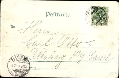 Litho Hamburg Mitte Neustadt, Alter Jungfernstieg und Alsterdamm