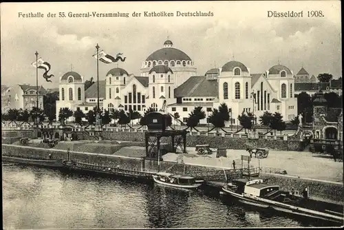 Ak Düsseldorf am Rhein, 55. Generalversammlung der Katholiken Deutschlands 1908, Festhalle