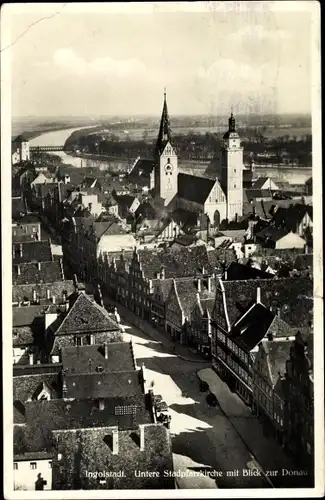 Ak Ingolstadt, Untere Stadtpfarrkirche mit Blick zur Donau