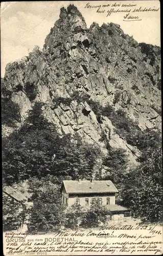 Ak Thale im Harz, Bodetal, Königsruhe, Felsen