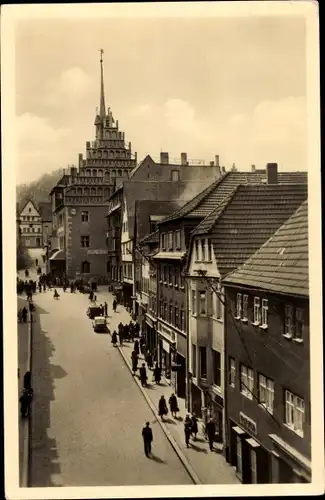 Ak Pößneck in Thüringen, Krautgasse, Passanten