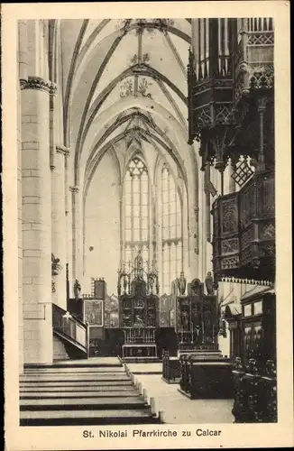 Ak Kalkar am Niederrhein, St. Nicolai Pfarrkirche, Innenansicht, Kanzel