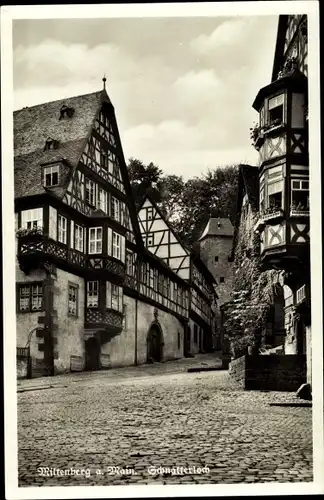 Ak Miltenberg am Main Unterfranken, Schnatterloch, Fachwerkhäuser