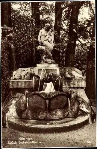 Ak Meiningen in Thüringen, Ludwig Bechstein-Brunnen
