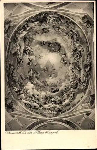 Ak Neresheim Baden Württemberg, Benediktiner Abtei, Gesamtbild der Hauptkuppel