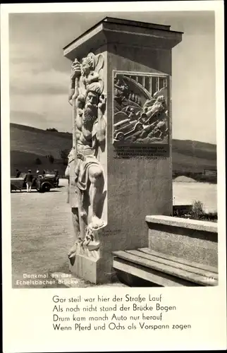 Ak Rottenbuch in Oberbayern, Echelsbacher Brücke, Denkmal, Gedicht