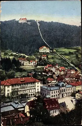 Ak Bad Wildbad Schwarzwald, Stadtansicht mit Sommerberg und Bergbahn