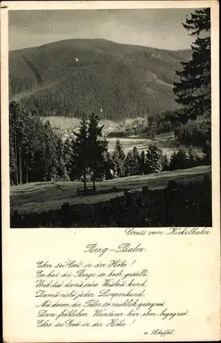 Ak Manebach Ilmenau in Thüringen, Blick zum Kickelhahn, Berg-Psalm, v. Scheffel