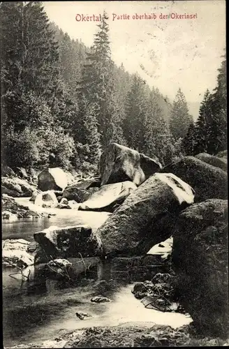 Ak Oker Goslar am Harz, Okertal, Partie oberhalb der Okerinsel