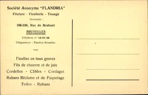 Ak Bruxelles Brüssel, Societe Anonyme Flandria, Une vue de la Filature