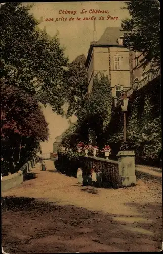 Ak Chimay Wallonien Hennegau, Le Chateau, vue prose de la sortie du Parc