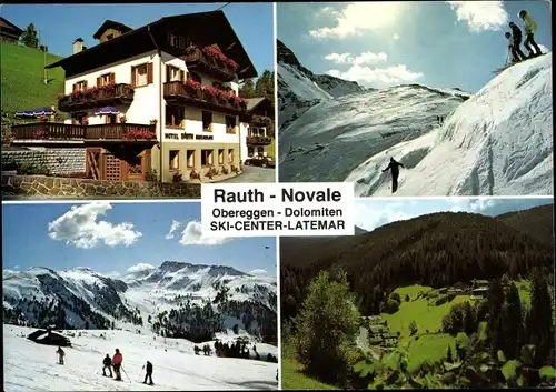 Ak Rauth Obereggen San Nicolò d’Ega Eggen Südtirol, Rauth Novale, Hotel Rauth, Skifahrer, Skipisten
