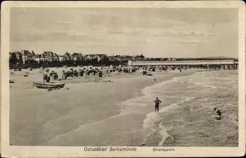 Ak Świnoujście Swinemünde Pommern, Strandpartie